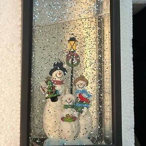 Hanging Illuminated Festive Snowman Family Snow Globe Holiday Decoration